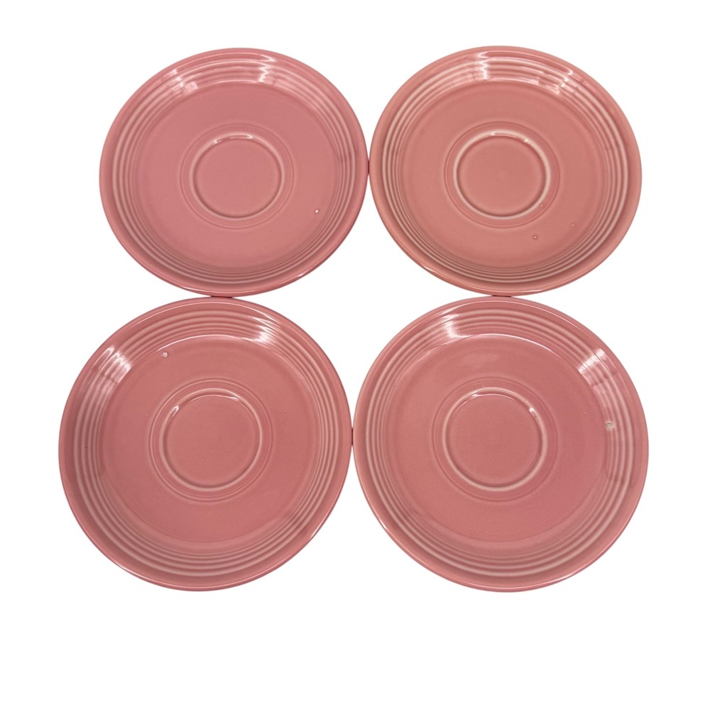Vintage Fiesta Rose Pink Saucers Set of 4 Homer Laughlin USA Ceramic Plates